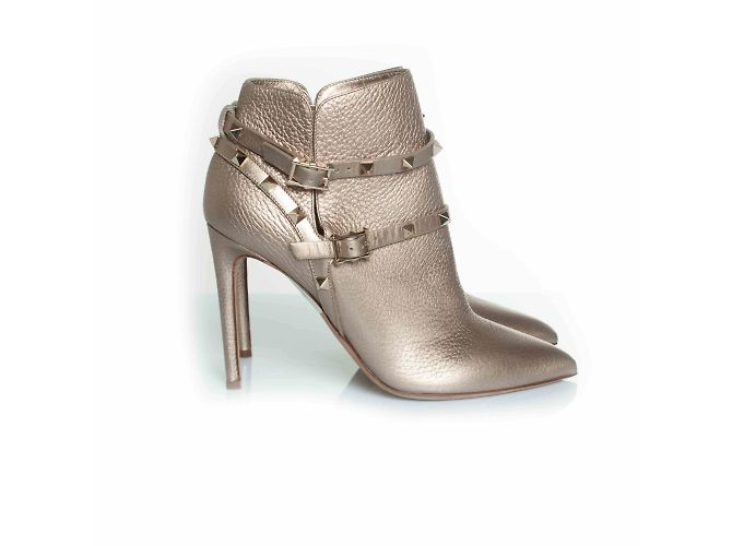 Botas de cuero Rockstud de Valentino Garavani Plata Dorado - vista 4