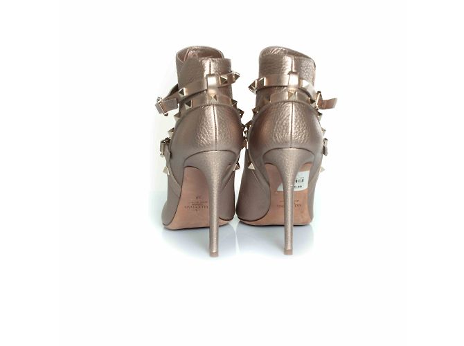 Botas de cuero Rockstud de Valentino Garavani Plata Dorado - vista 5