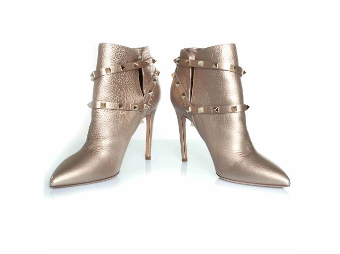 Botas de cuero Rockstud de Valentino Garavani Plata Dorado - vista 7