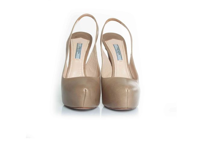 Prada, Slingback-Absätze mit versteckter Plattform Braun Grau - Ansicht 3