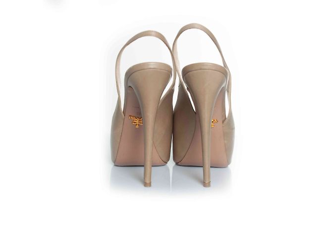 Prada, Slingback-Absätze mit versteckter Plattform Braun Grau - Ansicht 6
