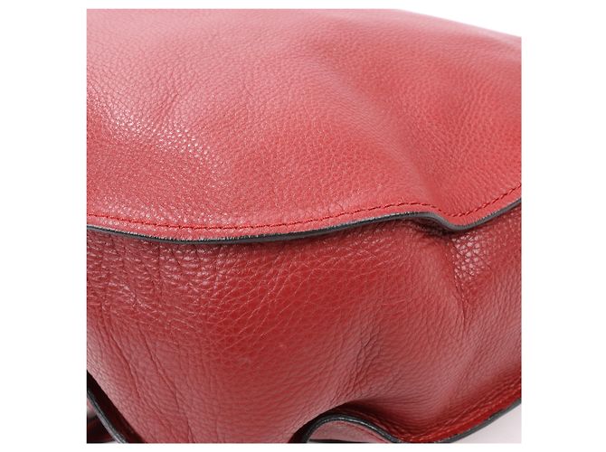 Chloé Hobo Marcie Grande in Pelle di Vitello Garnet - vista 11