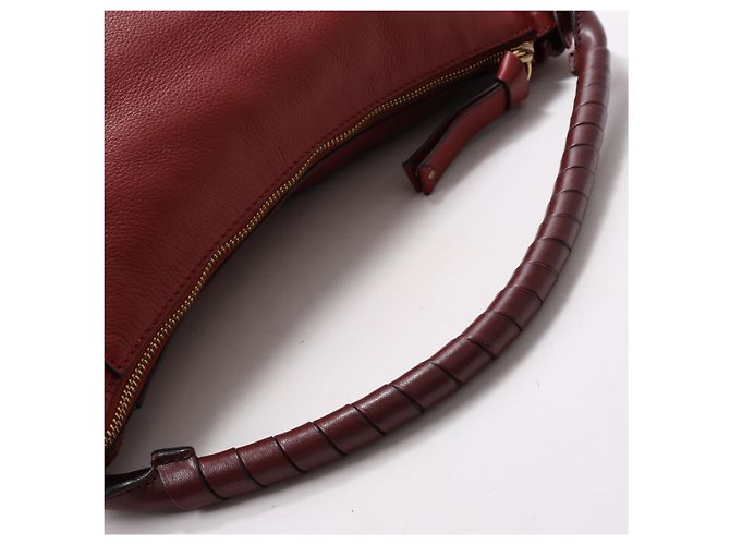 Chloé Hobo Marcie Grande in Pelle di Vitello Garnet - vista 13