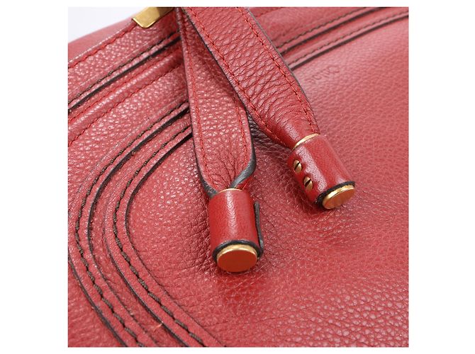 Chloé Hobo Marcie Grande in Pelle di Vitello Garnet - vista 17