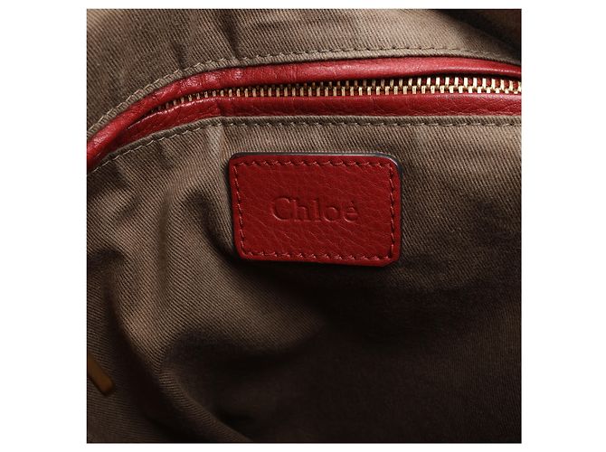 Chloé Hobo Marcie Grande in Pelle di Vitello Garnet - vista 19