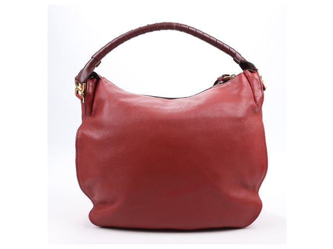 Chloé Hobo Marcie Grande in Pelle di Vitello Garnet - vista 4