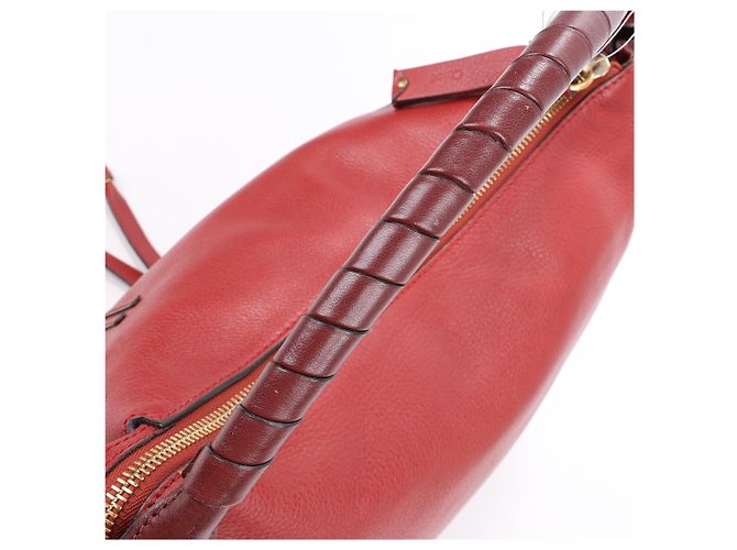 Chloé Hobo Marcie Grande in Pelle di Vitello Garnet - vista 6
