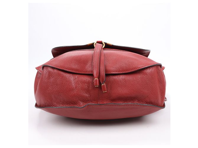 Chloé Hobo Marcie Grande in Pelle di Vitello Garnet - vista 8