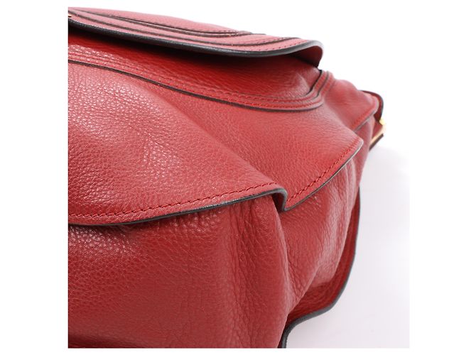 Chloé Hobo Marcie Grande in Pelle di Vitello Garnet - vista 9