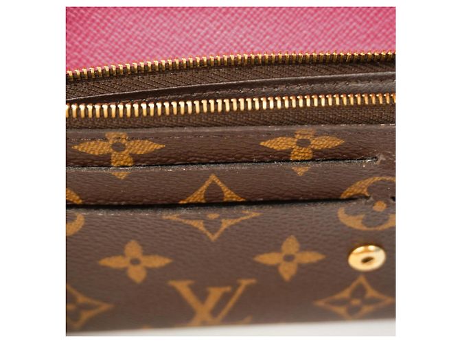 Lange Brieftasche Louis Vuitton Monogramm Emily Braun Pink Fuschia - Ansicht 10