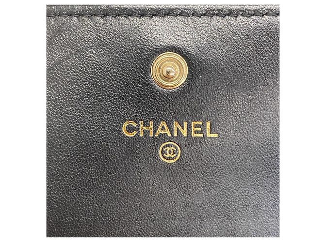 Chanel Langer Geldbeutel aus schwarzem Lammleder - Ansicht 4