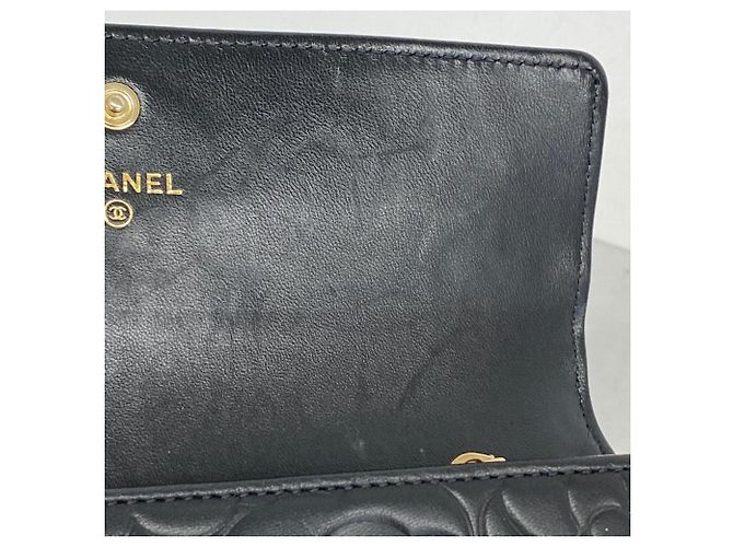 Chanel Langer Geldbeutel aus schwarzem Lammleder - Ansicht 6