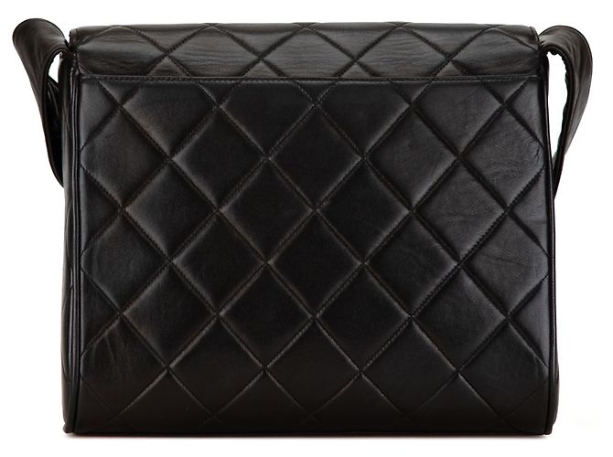 Chanel Schwarze CC aus gestepptem Lammleder - Ansicht 3