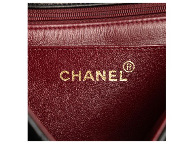 Chanel Schwarze CC aus gestepptem Lammleder - Ansicht 6