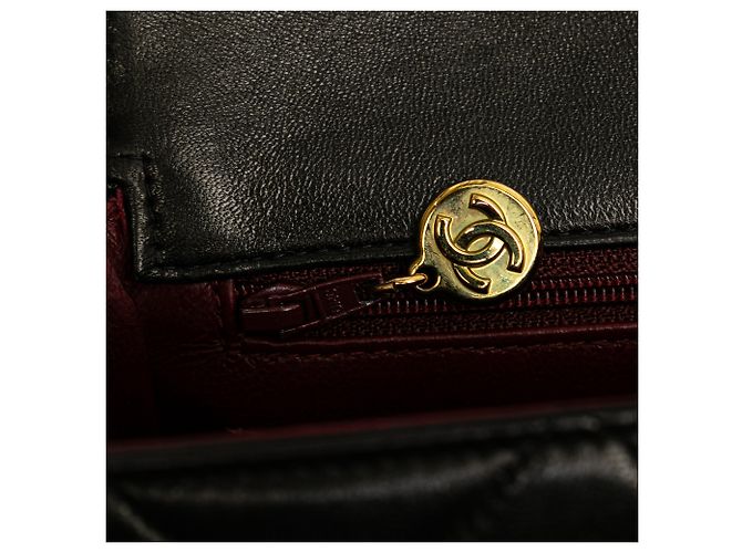 Chanel Schwarze CC aus gestepptem Lammleder - Ansicht 9