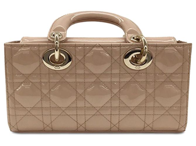 Dior Beige Small Patent Cannage Lady D-Joy - vista 3
