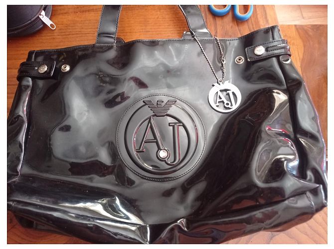 Borsa a mano Armani Jeans Nera Vernice Nero - vista 2