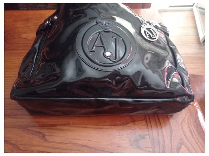 Borsa a mano Armani Jeans Nera Vernice Nero - vista 4