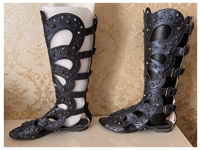 Sandali Anna Sui in pelle blu - vista 3