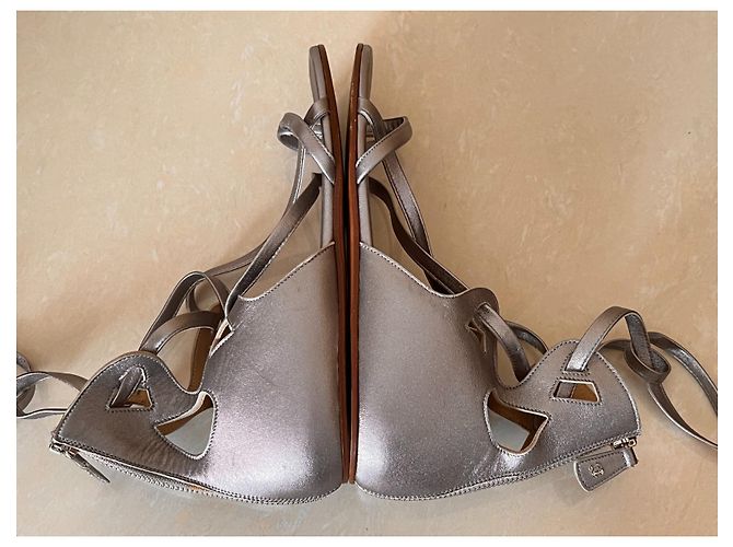 Sandali Chanel Argentati in Pelle Argento - vista 11