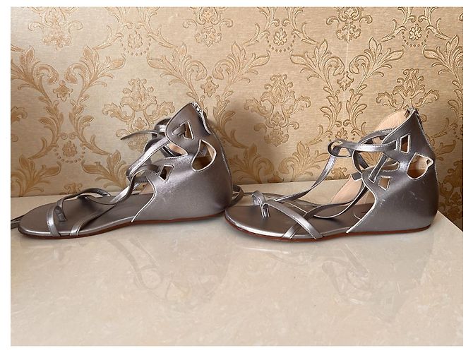 Sandali Chanel Argentati in Pelle Argento - vista 3