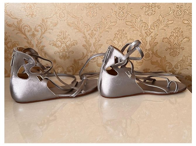 Sandali Chanel Argentati in Pelle Argento - vista 4