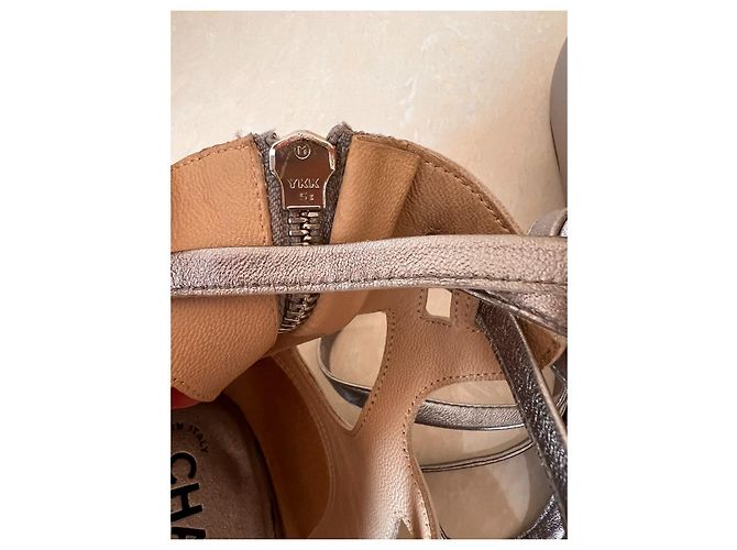 Sandali Chanel Argentati in Pelle Argento - vista 7