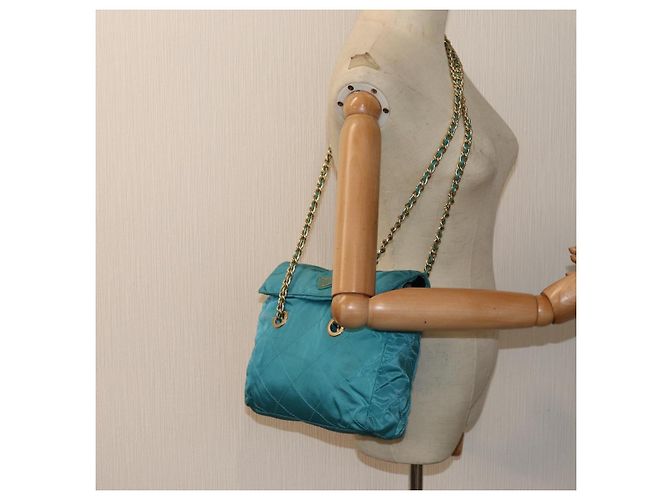 PRADA Borsa a Spalla con Catena in Nylon Blu Auth ar12043 - vista 21