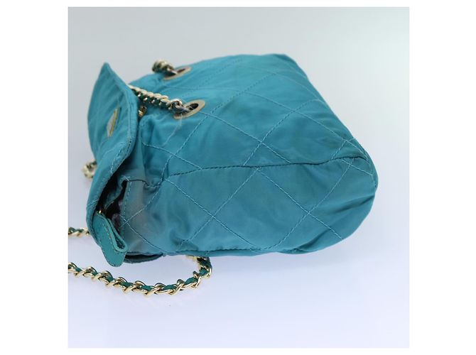 PRADA Borsa a Spalla con Catena in Nylon Blu Auth ar12043 - vista 3