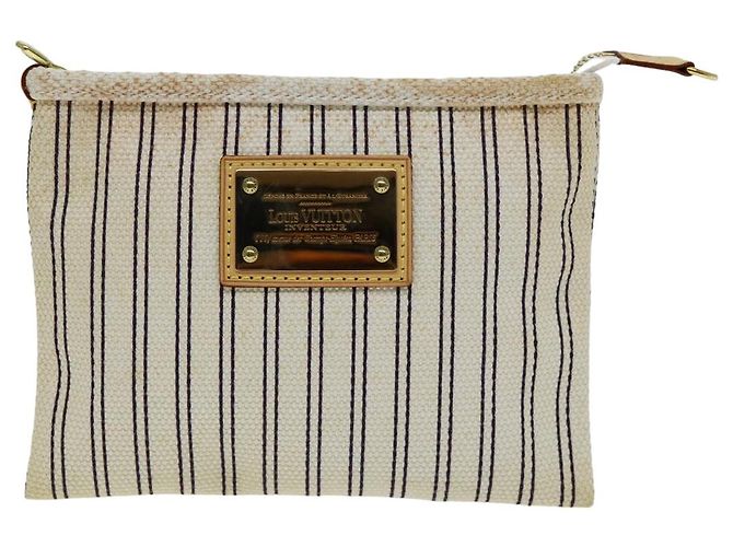 LOUIS VUITTON Antigua Pochette Platform PM Pouch Bianco M40069 LV Auth 82208 - vista 13