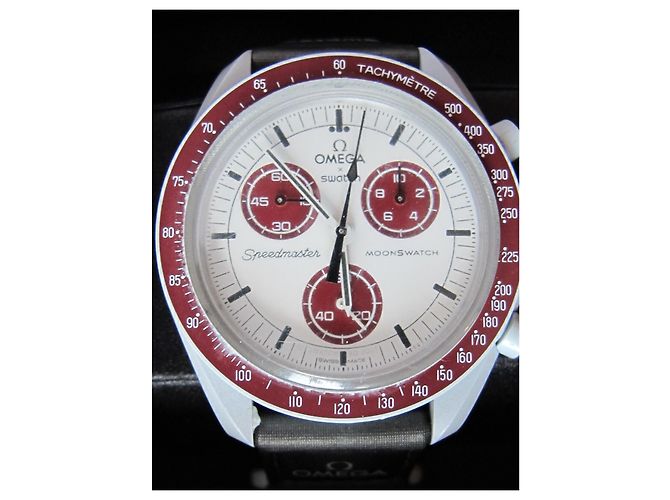 Omega x Swatch Mission to Pluto Keramik Uhr Weiß Rot - Ansicht 10