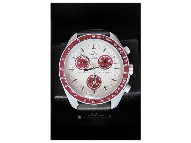 Omega x Swatch Mission to Pluto Keramik Uhr Weiß Rot - Ansicht 11