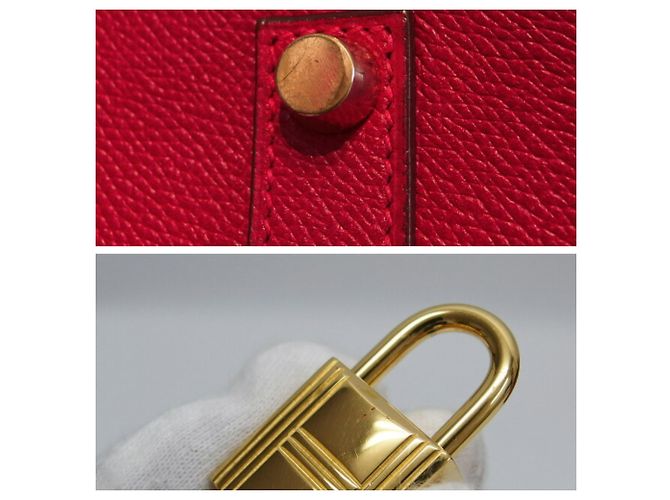 Hermès Borsa tote Hermes Birkin 35 in Rouge Vif Rosso - vista 11