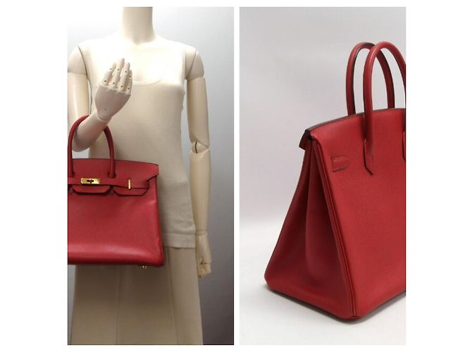 Hermès Borsa tote Hermes Birkin 35 in Rouge Vif Rosso - vista 3