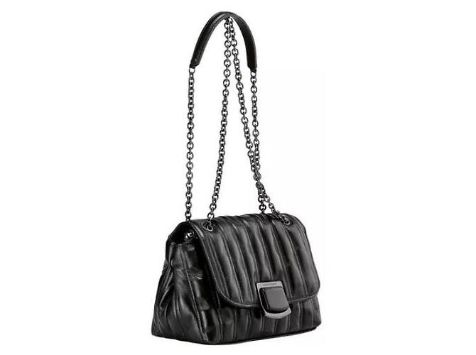 Borsa Longchamp Brioche S Nera in Pelle di Agnello Nero - vista 2