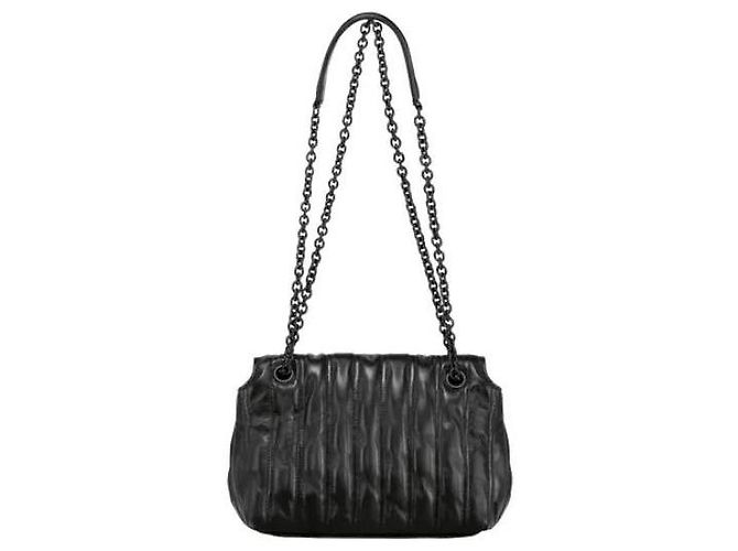 Borsa Longchamp Brioche S Nera in Pelle di Agnello Nero - vista 4