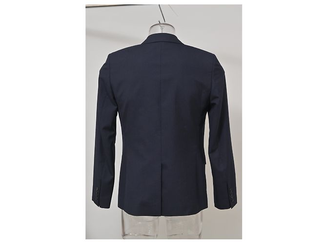 Saint Laurent Single Breasted Blazer in Navy Blue Wool - view 8