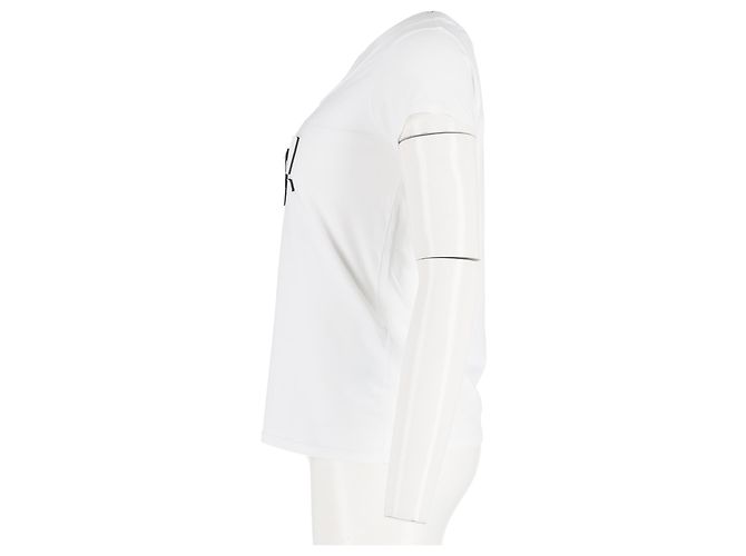 Emporio Armani T-Shirt aus weißer Baumwolle mit geprägtem Ja - Ansicht 5