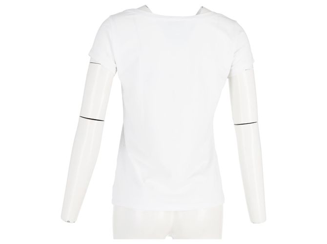Emporio Armani T-Shirt aus weißer Baumwolle mit geprägtem Ja - Ansicht 6