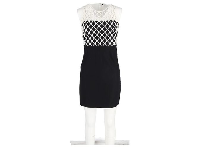 Vestido mini de viscosa negra con top de malla Diane Von Furstenberg Negro - vista 4