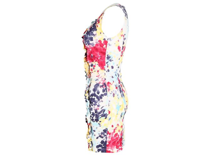 Abito Mini Stampato con Rouches in Cotone Multicolore Love Moschino - vista 2