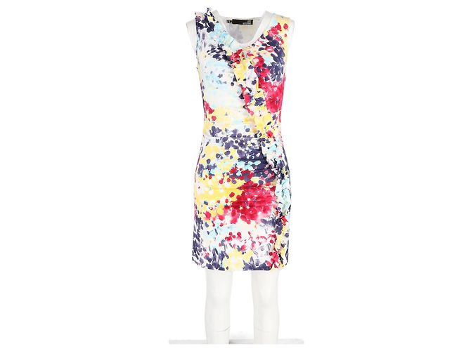 Abito Mini Stampato con Rouches in Cotone Multicolore Love Moschino - vista 4