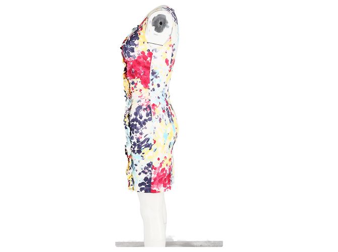 Abito Mini Stampato con Rouches in Cotone Multicolore Love Moschino - vista 5