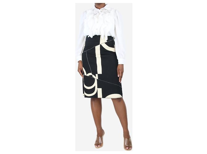 Purificacion Garcia Falda midi negra estampada en A - talla UK 14 Negro - vista 2