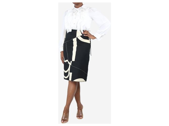Purificacion Garcia Falda midi negra estampada en A - talla UK 14 Negro - vista 4
