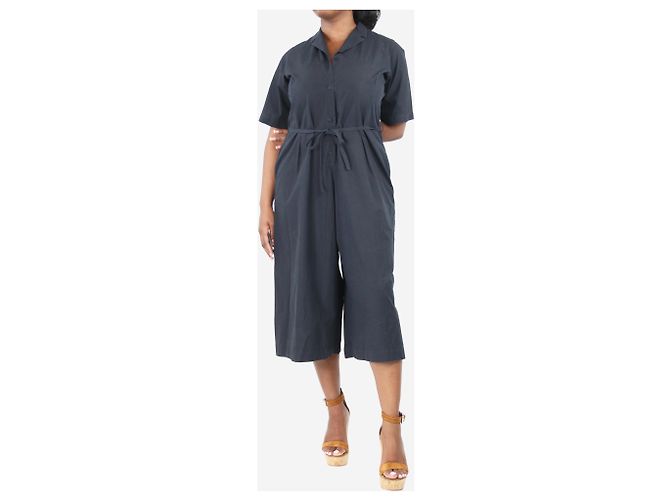 Autre Marque Schwarzer kurzärmeliger Jumpsuit mit weitem Bein - Größe L - Ansicht 4