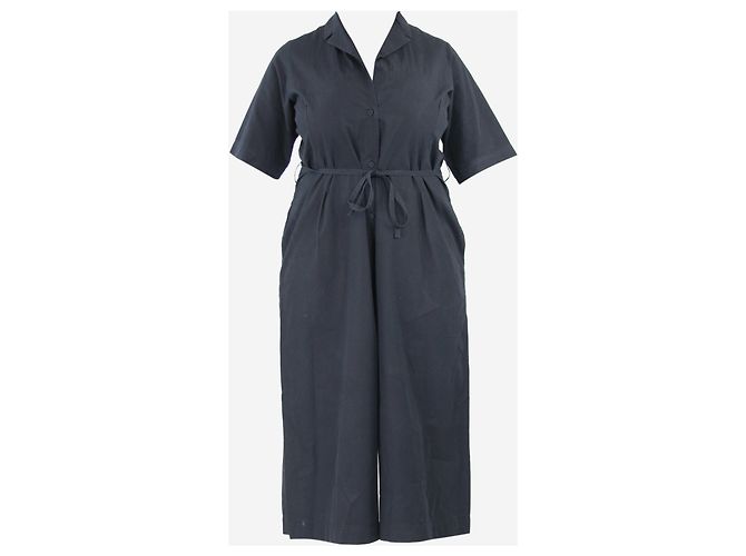 Autre Marque Schwarzer kurzärmeliger Jumpsuit mit weitem Bein - Größe L - Ansicht 5