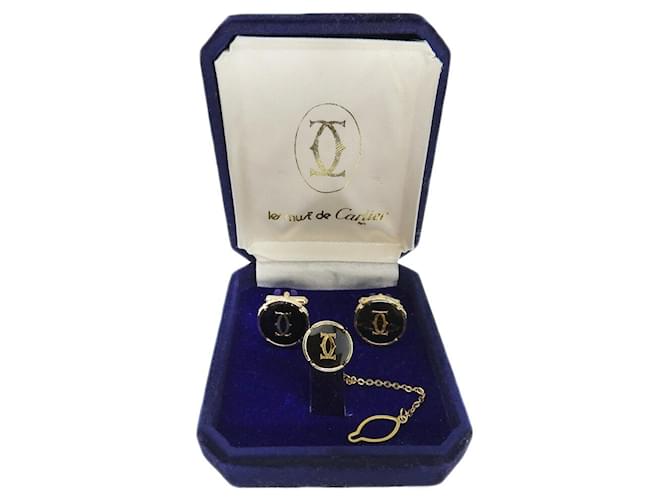 Set di Gemelli Cartier Nero e Oro D'oro - vista 6