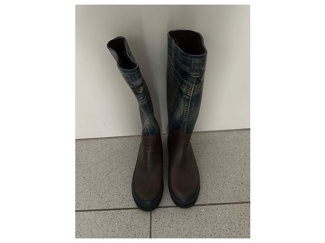 Botas de lluvia Giesswein Marrón y Azul Efecto Vaquero Talla 38 Multicolor - vista 2