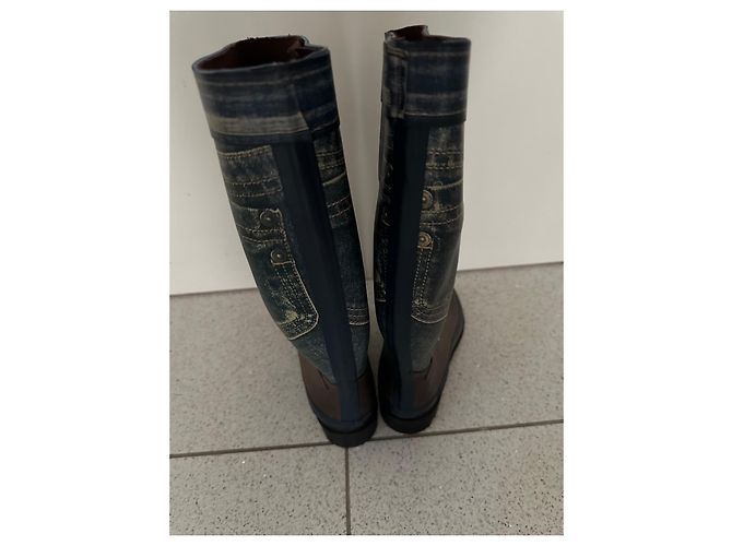 Botas de lluvia Giesswein Marrón y Azul Efecto Vaquero Talla 38 Multicolor - vista 3